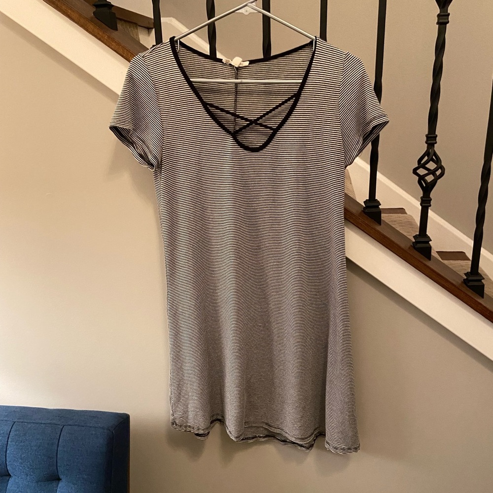 Black and white striped dress